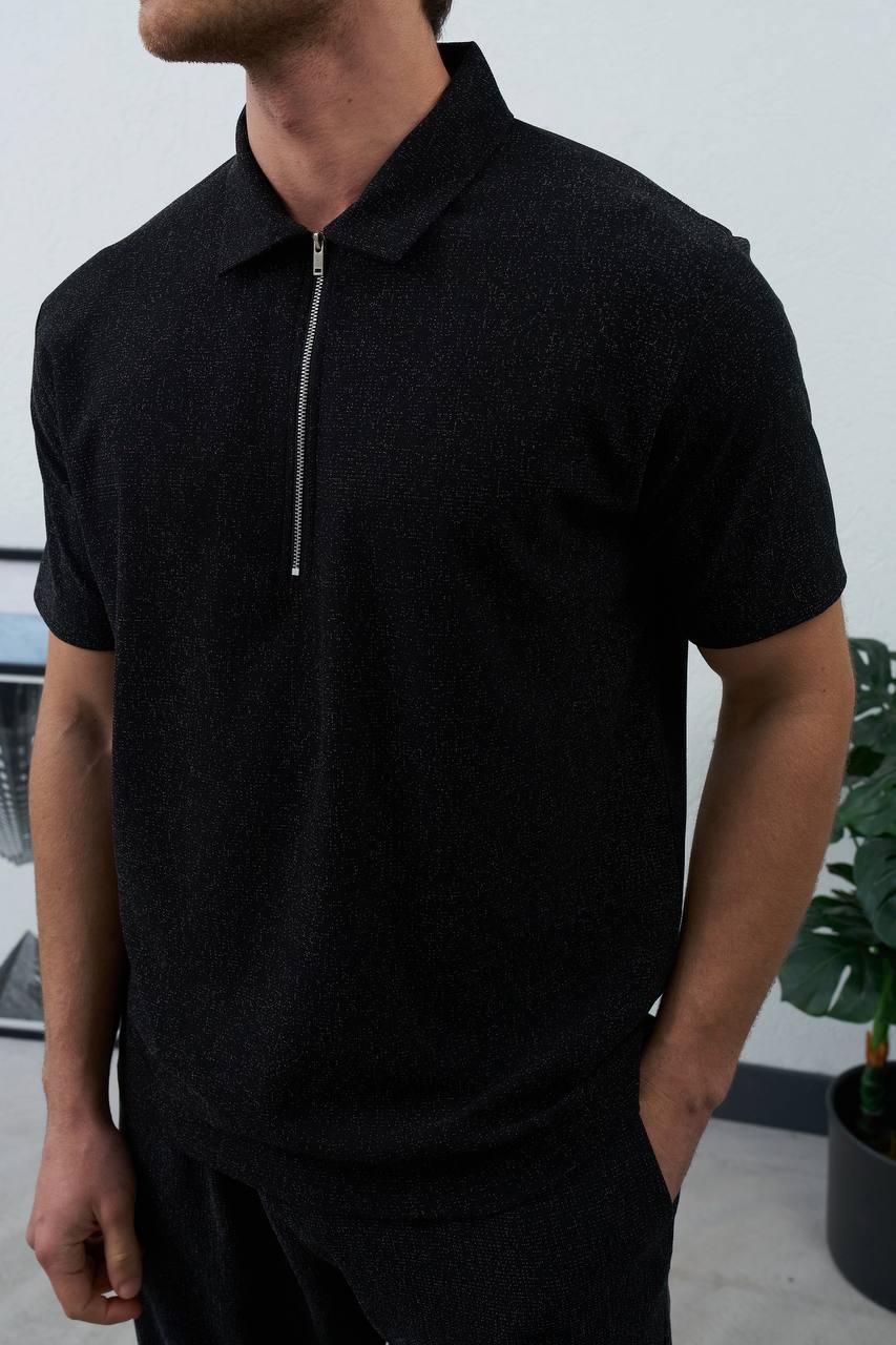 Yakalı T-Shirt - Siyah